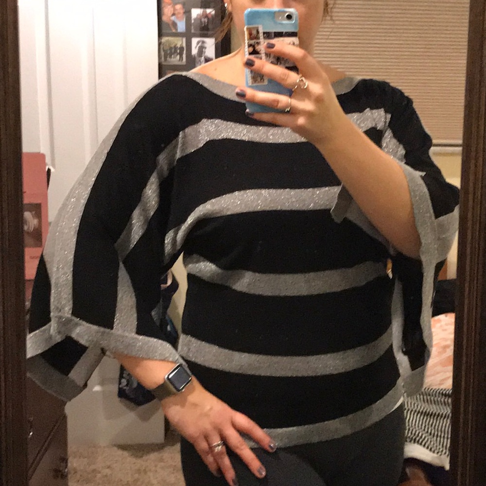 Wide neck wide sleeve sweater